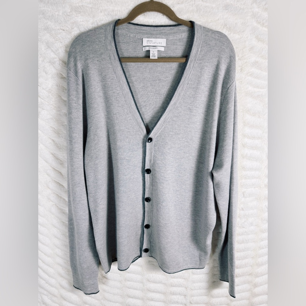 ✨ Nordstrom Exclusive Drop Shoulder 100% Cashmere Grey Cardigan